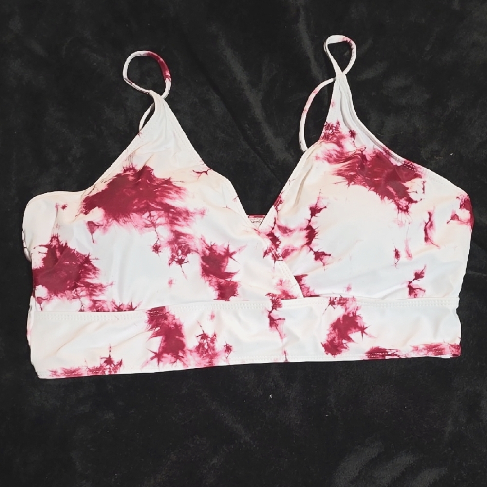 Shein Pink/White Tie Dye Bikini Top 2X NWOT